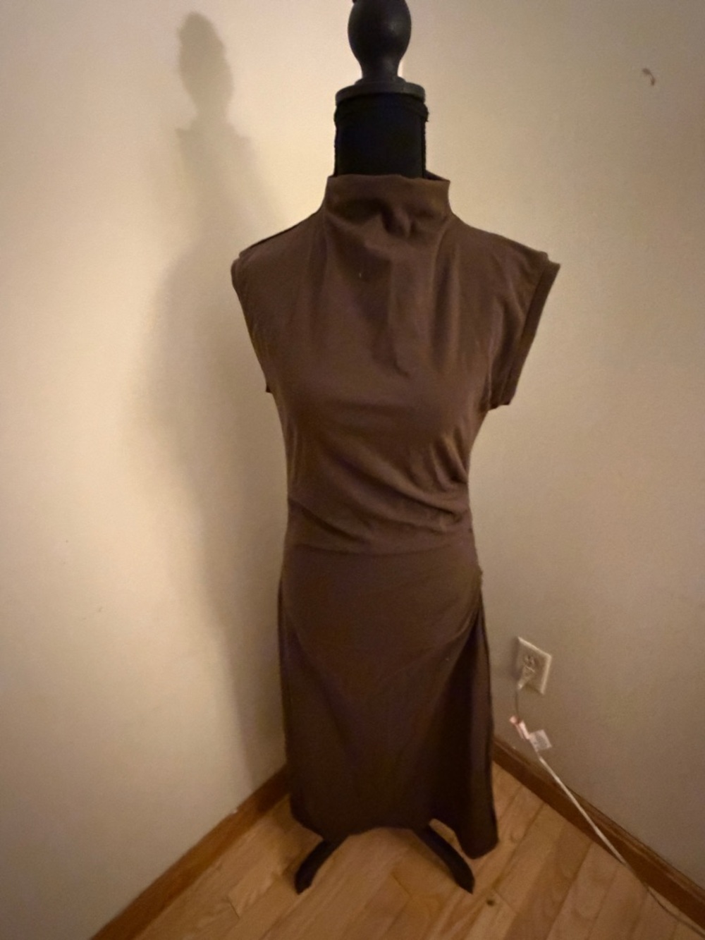 OGL Brown Sleeveless Mock Neck Midi Dress